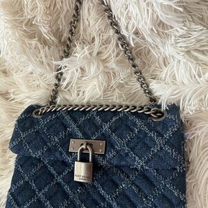 Kurt Geiger Blue Denim Quilted purse , short chain , gently  used . Retaiis 195